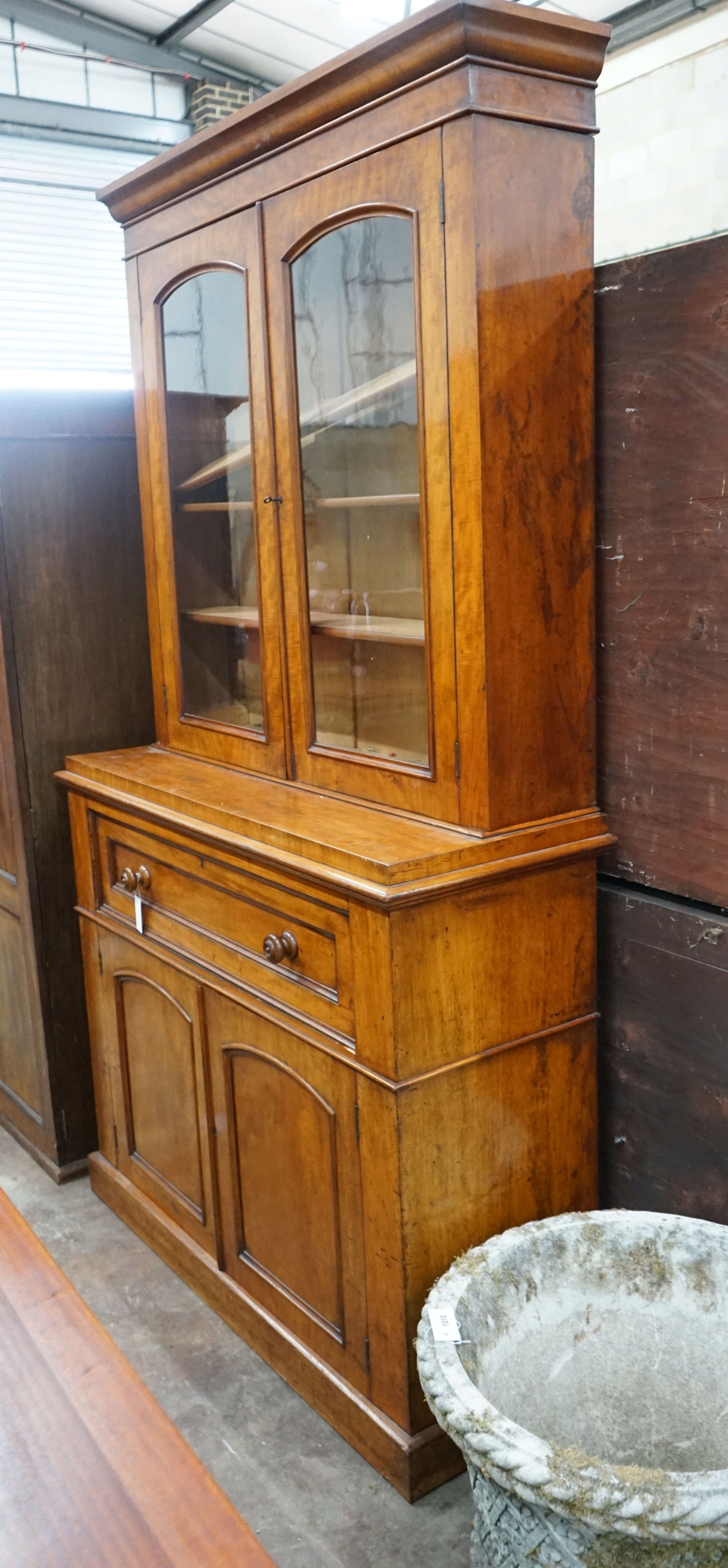 A Victorian mahogany secretaire bookcase, width 122cm, depth 47cm, height 220cm